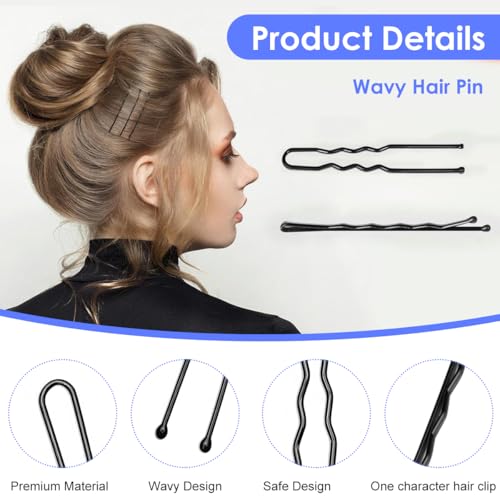 MAYCREATE® 600PCS Bobby Pins Hair U Pins with Mini Rubber Ties Stylish Metal for Updos Holding Stray Strands Accessories for Girls Women Black MAYCREATE® 600PCS Bobby Pins Hair U Pins with Mini Rubber Ties Stylish Metal for Updos Holding Stray Strands Accessories for Girls Women Black
